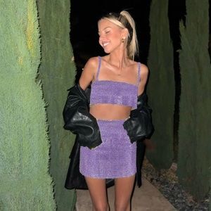 NEVER WORN CRYSTAL SKIRT - LAVENDER & SILVER